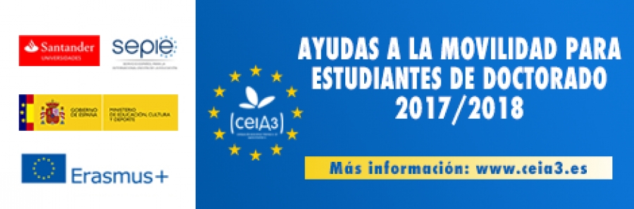 Abierta convocatoria Erasmus + del ceiA3 para movilidades de estudiantes de Doctorado a universidades europeas