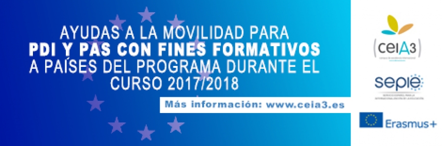 Abierta convocatoria para Movilidades Erasmus Plus del ceiA3 para PDI y PAS