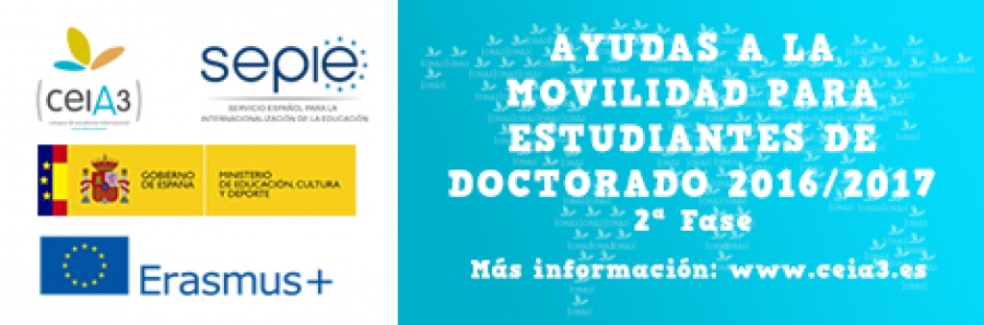 Los estudiantes de doctorado de programas adscritos al ceiA3 ya pueden solicitar ayudas a la movilidad Erasmus+