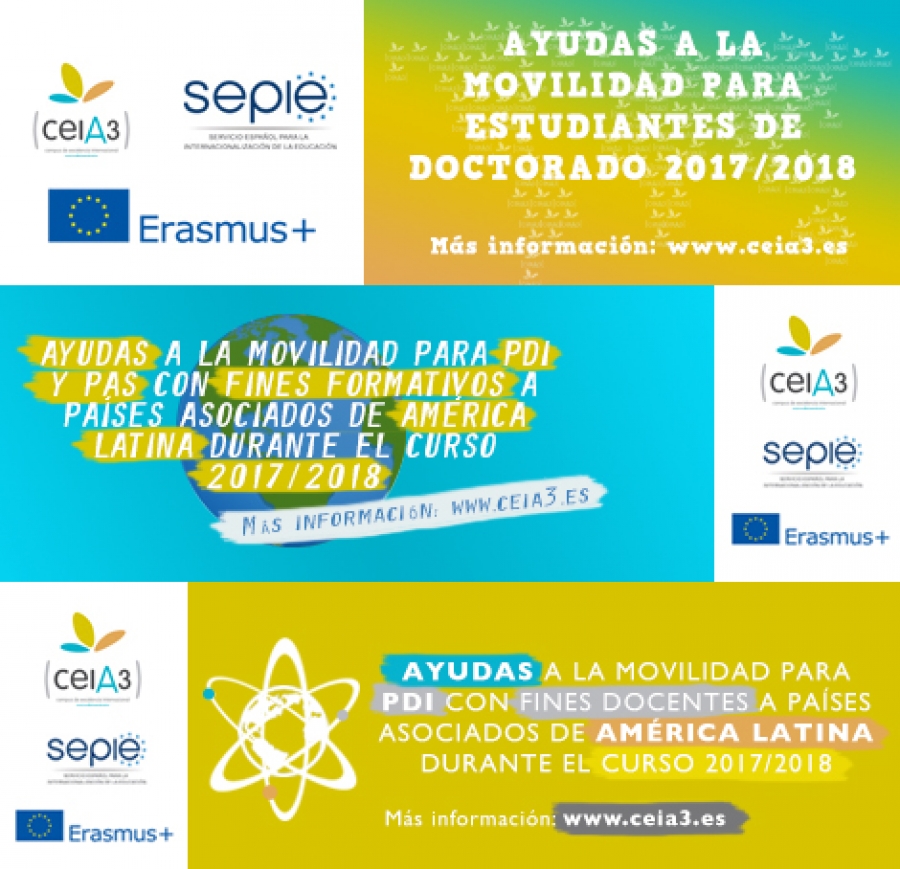 Abierta convocatoria Erasmus + con 59 plazas de movilidad internacional a América Latina para PDI, PAS y estudiantes de doctorado de ceiA3
